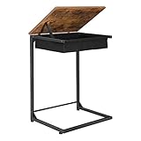 HOOBRO C-Shape Side Table, Flip Top Sofa End Table with Fabric Basket, 27.2-inch Height Snack Table,...