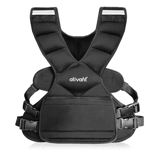 ATIVAFIT Chaleco de peso ajustable para hombre y mujer, 4,5-7,5 kg, fácil de regular el peso con bolsillo, tiras reflectantes y correas ajustables para entrenamiento, jogging y cardio