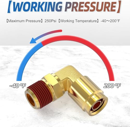 Image of TAILONZ PNEUMATIC 5PCS 3 /8 inch Tube OD x 1 /2 inch NPT Thread DOT Elbow Out Pipe Air Fittings, Push to Connect Fittings Air Brake Pipe Fittings for Cars, Trucks, Air Brake Systems, Etc.