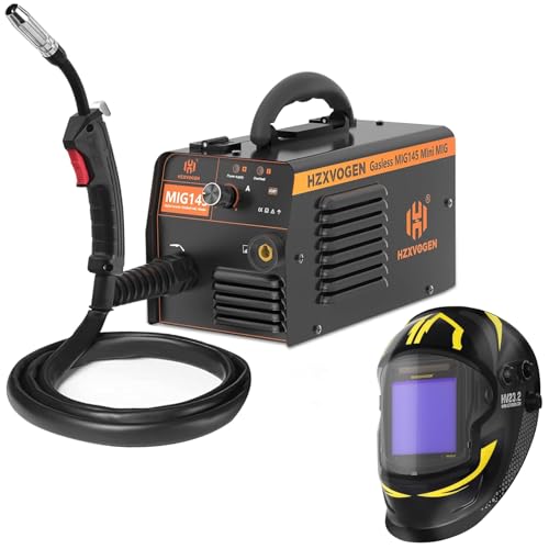Image of H HZXVOGEN Welding Helmet with 145A Flux Core Welder 110/220V, 3.94"x3.82" Large Viewing Screen Auto Darkening Welding Mask True Color Solar/Battery Power, 4 Arc Sensor Wide Shade 4/5-9/9-13