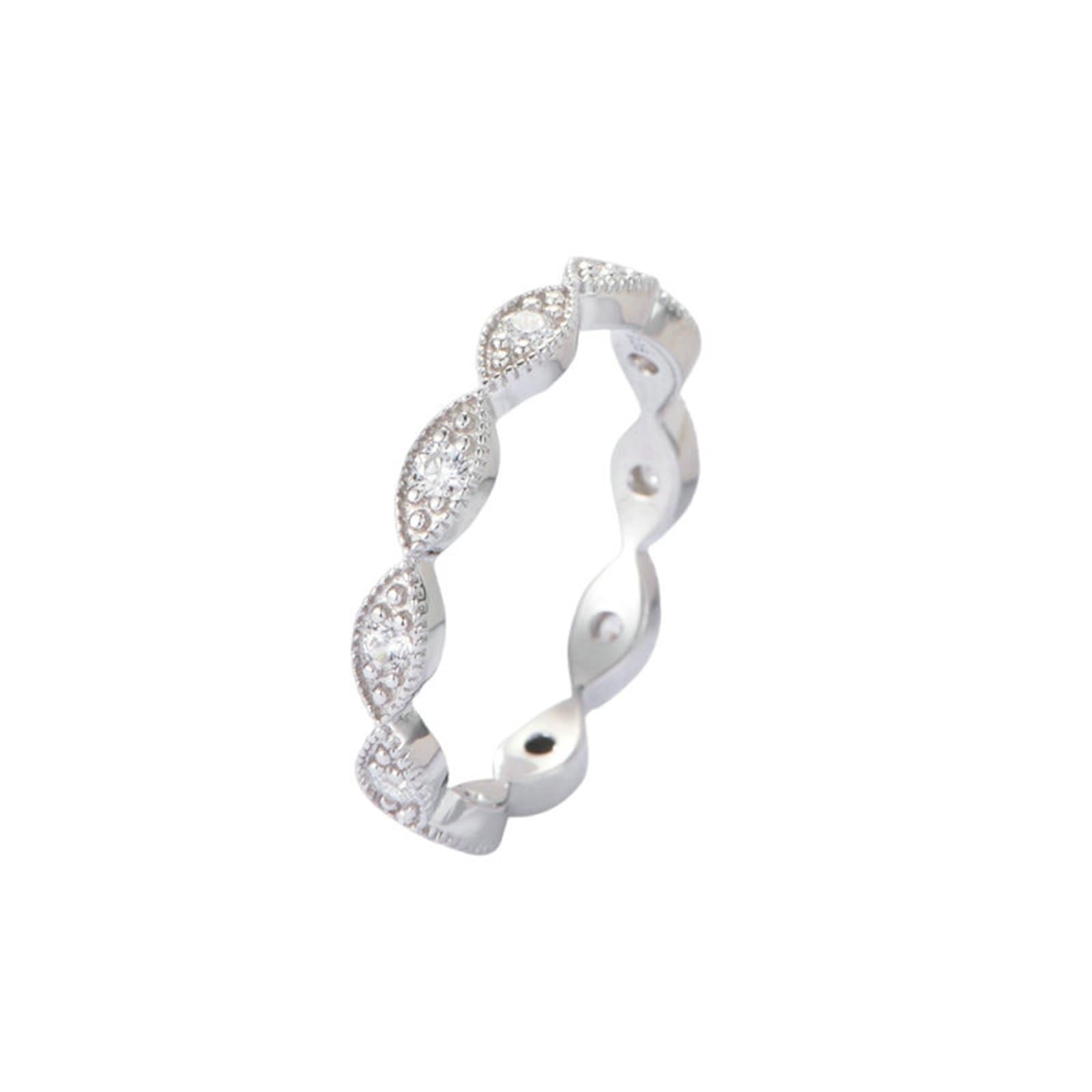 Bague solitaire en or blanc au 375/585/750 - Avec diamant véritable - Alliances en or blanc 9 K/14 K/18 carats - Taille 47-65