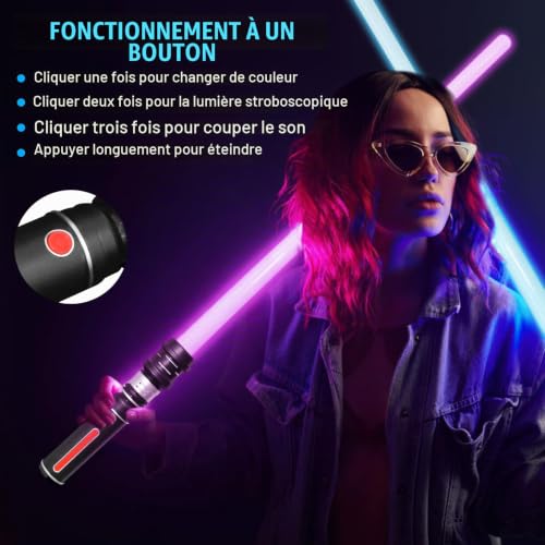 SOARFLY Sabre Laser 12 Couleurs Lightsaber 2 pièces Sabre Laser pour Enfants Adultes FX simulé Film de Combat Polices sonores pour fête, Cadeau, Cosplay – vue 6