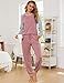 Leversic Schlafanzüge für Damen Lang Zweiteiliger Pyjama Set Baumwolle Raglanärmel Kontrastfarbenes Hausanzug Nachtwäsche, 1386-Rosa, M