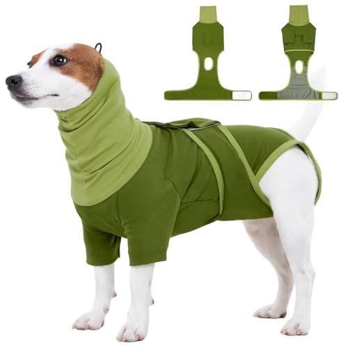 Image of FUAMEY Dog Surgery Suit Female Spay, Anti Licking for Dogs, Turtle Neck Surgical Recovery Suit Male Neuter Suit, Alternative to Cone for Dog, Puppy Onesies for Surgery Recovery Small Dogs (Green, XS)