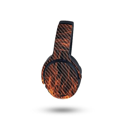 Image of MightySkins Carbon Fiber Skin Compatible with Skullcandy Crusher ANC 2 - Charcoal Flames | Protective, Durable Textured Carbon Fiber Finish | Easy to Apply