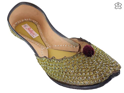 Image of Fulkari Prime Pure Leather Casual Women's Soft Leather Bite and Pinch Free Ladies Jutti Ethnic Mojari
