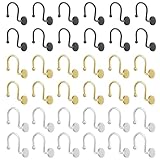 NEIQIUWING 12 ganchos de metal inoxidable para cortinas de ducha y revestimientos de ducha, color negro, dorado y plateado