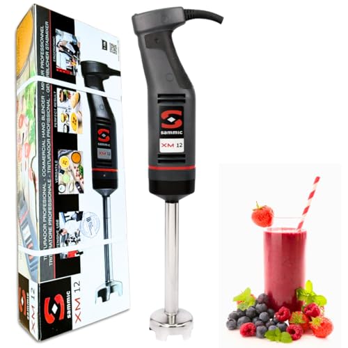 YOMMAK Batidora de Mano Industrial XM12 – 240W Triturador Profesional Cocina | Batidora Profesional Hosteleria Brazo Desmontable | Trituradora Comida Potente, Velocidad 1500–15000 rpm, NSF Hasta 10L