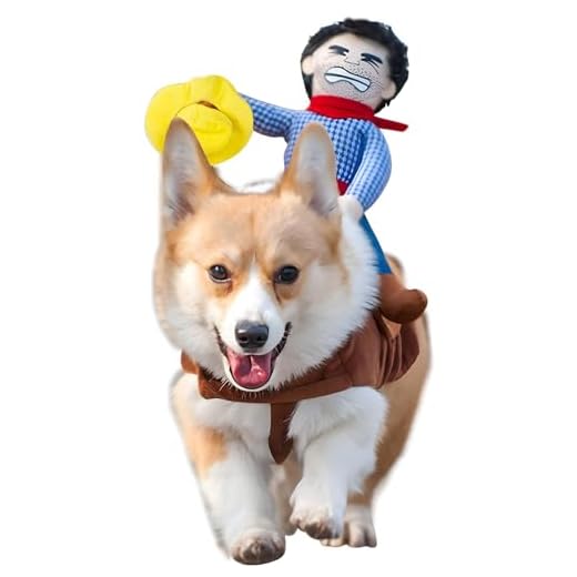 NACOCO Cowboy Rider Dog Costume for Dogs Clothes Knight Style with Doll and Hat for Halloween Day Pet Costume (S)