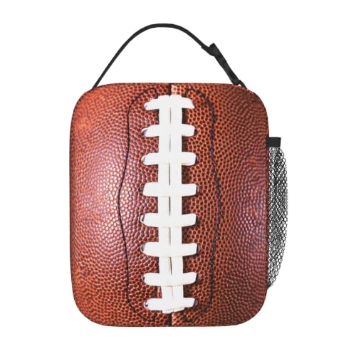 YOZIRIBO Football Lunch Bag for Boys Girls Kids Teens Adults, Rugby Sports School Lunch Box Bag, Insulated Reusable Leakproof Thermal High Capacity Durable Cooler Tote Food Handbag with Front Pocket