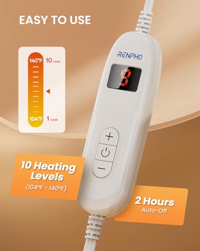 Image of RENPHO Heating Pad for Back, Extra Large Heating Pads for Full Body 20 inchx24 inch, Birthday Gifts for Women Men Mom Dad, Hsa Store Eligible Items, ETL Certified