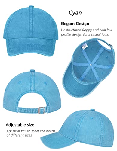 Image of 3 Pack Vintage Washed Cotton Adjustable Baseball Caps for Men Women Unstructured Low Profile Dad Hat