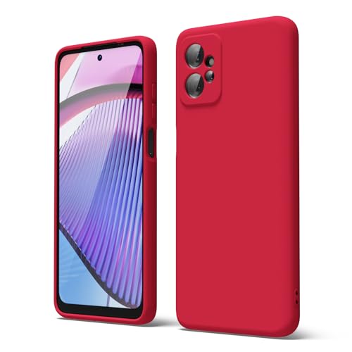 oakxco for Motorola Moto G Power 5G 2023 Phone Case Liquid Silicone, Thin Slim Soft Rubber Gel TPU Plain Simple Cover for Women Girl Cute, Matte Solid Color, Red