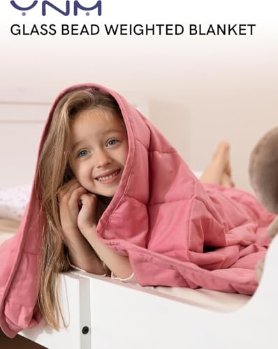 YnM Weighted Blanket — Heavy 100% Oeko-Tex Certified Cotton Material with Premium Glass Beads (Bradied Apricot, 36''x48'' 5lbs), Suit for One Person(~40lb) Use on Twin Bed
