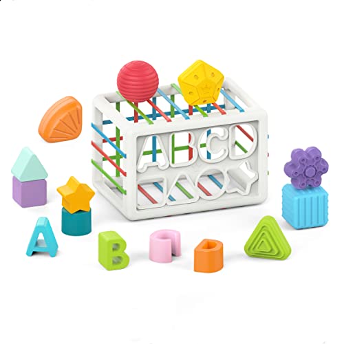 Kutoi Baby Shape Sorter Toy， Sorting Sensory Bin Toys With Elastic Bands, Developmental Toys For Baby Einstein, Montessori Toys For 1 Year Old Boys And Girls #TOP1