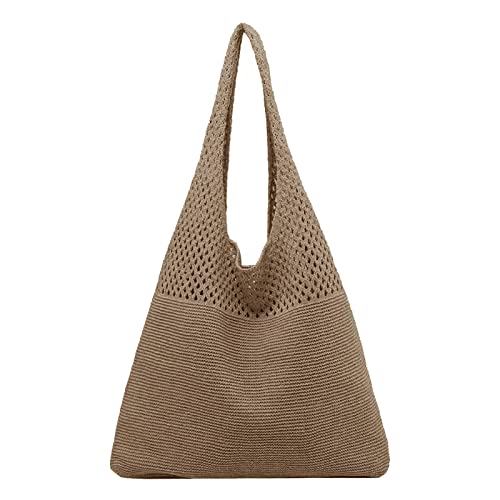 Sac à Bandoulière pour Femme Portable en Tricot Creux Vintage Grande Capacité Sac à Main Casual...