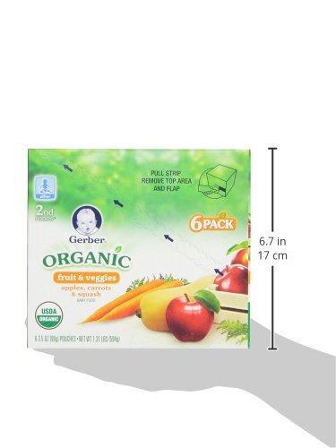 Miniatura 3 de Gerber Organic 2nd Foods - Alimentos para bebés de manzanas, zanahorias y zapallo, bolsa de 3.5 onzas, 12 unidades