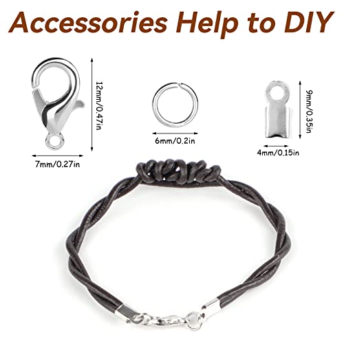 20M Lederband, Lederbänder für Ketten, Robust Lederband mit Verschluss, Armband Verschluss, Lederbänder Rund, Reißfeste Lederschnüre, Bänder Zum Basteln für Armbänder, Halskette, DIY