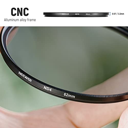 NEEWER 62mm ND Lens Filter Kit: ND2 ND4 ND8 ND16, Lens Cleaning Pen - Image 4