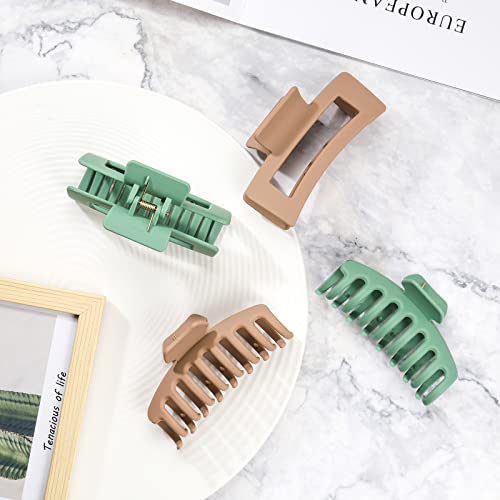 Wekin Hair Claw Clips, 8 Pack Of 4.3" Large Hair Clips For Women & Girls, Strong Hold Matte Claw Hair Clips For Women Thick Hair & Thin Hair, 90'S Vintage Clips (Pink, Beige, Green, Black) #TOP2