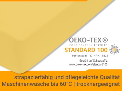 npluseins Jersey Spannbetttuch Baumwolle, 120x200 cm, Gelb – Ansicht 6