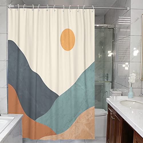 Lifezilla Boho Shower Curtain Abstract Shower Curtain Mountain Shower Curtains For Bathroom Shower Curtain Set Waterproof Fabric Shower Curtains Boho Bathroom Set With 12 Hook (72 X 72 Inches, Yellow) #TOP3