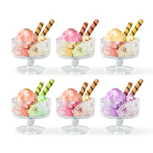 MYKAGS Ensemble de 6 Coupes à Glace Transparentes en Verre de 180 ml - Idéales pour Desserts, Lavables au Lave-Vaisselle(T1808)
