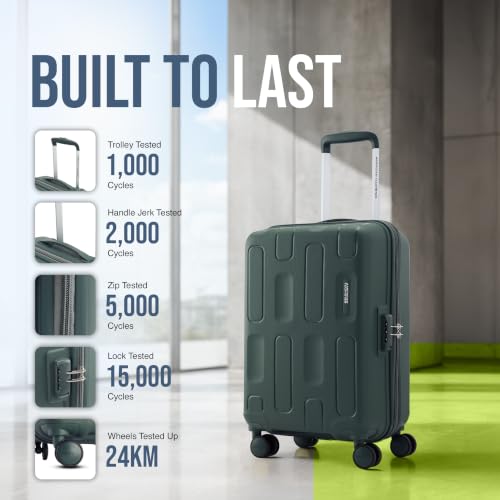 Image of American Tourister Ivy 2.0 | Small Size Cabin Trolley Bag (55 cm) | 360 8 Wheel Travel Luggage | Hard Case Polypropylene (PP) Suitcase | Combination Lock | Dark Forest