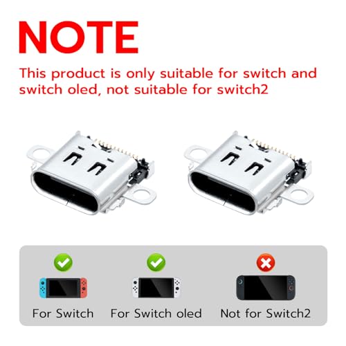 Mcbazel Lot 2 Switch gniazdo ładowania wtyczka, port ładowania typu C wtyczka zamiennik dla konsoli NS