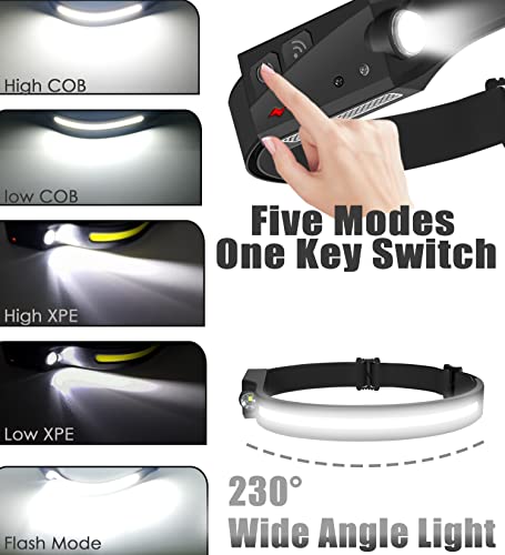 Cato Lightweight Headlamp Flashlight, Usb Rechargeable Outdoor Headlamp, Super Bright Wide Beam And Focus Light Switch Waterproof Soft Silicone Headlight For Camping Hiking Fishing Running,1Pcs #TOP2