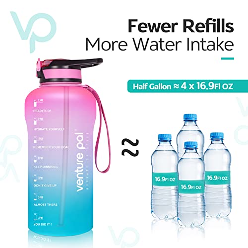 Venture Pal Half Gallon Water Bottle, Motivational Water Bottles With Straw And Time Marker, Leakproof Bpa Free Water Jug Helps You To Drink More Water #TOP3