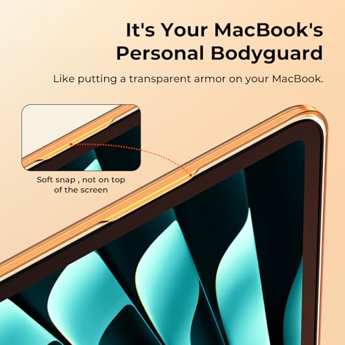Image of EooCoo Case Compatible with MacBook Air 13 inch M4 2025 2024 2023 2022 M3 M2 A3240 A3113 A2681, Clear Hard Scratch Resistant Protective Cover Compatible for MacBook Air 13.6 inch Case, Crystal Orange