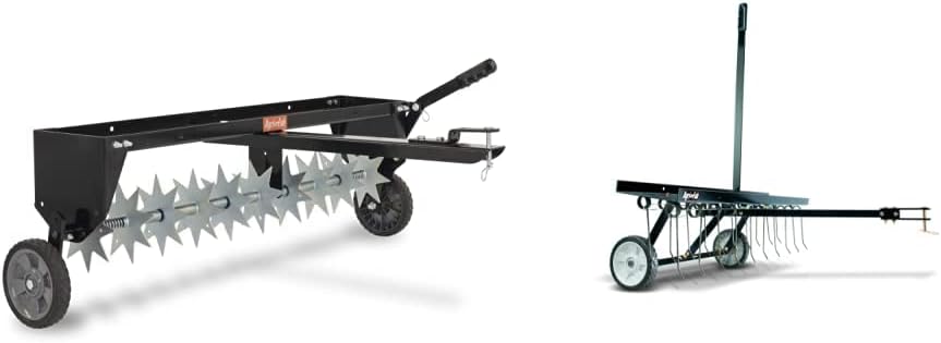Agri-Fab 45-0544 40-Inch Spike Aerator, Black & 45-0295 48-Inch Lawn Dethatcher, Medium, Black