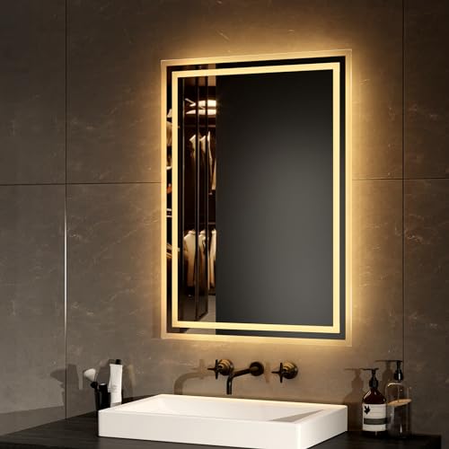 EMKE LED Badspiegel mit Beleuchtung 70x50cm, Anti-Beschlag-Funktion – Ansicht 2