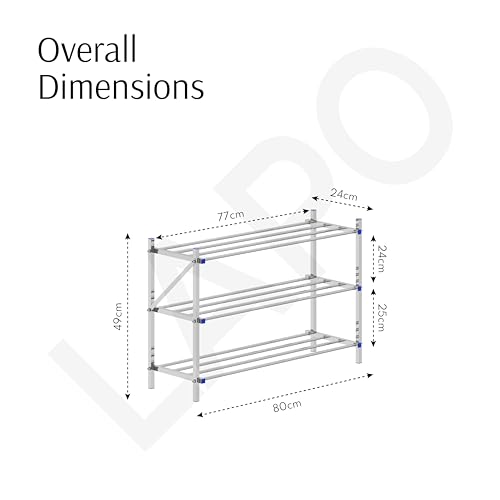Image of LAPO Stainless Steel Shoe Rack | 3 Step Multipurpose Storage Stand for Shoes, Clothes & Home Organization | Durable, Rust-Proof, Foldable Shoe Organizer (Z125, Chrome Finish)
