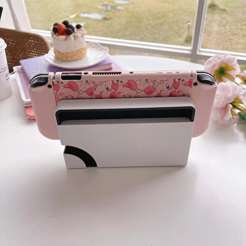 ENFILY Cute Kirby Case Compatible with Nintendo Switch OLED 2021, Dockable Case Cover, Ergonomic Sof