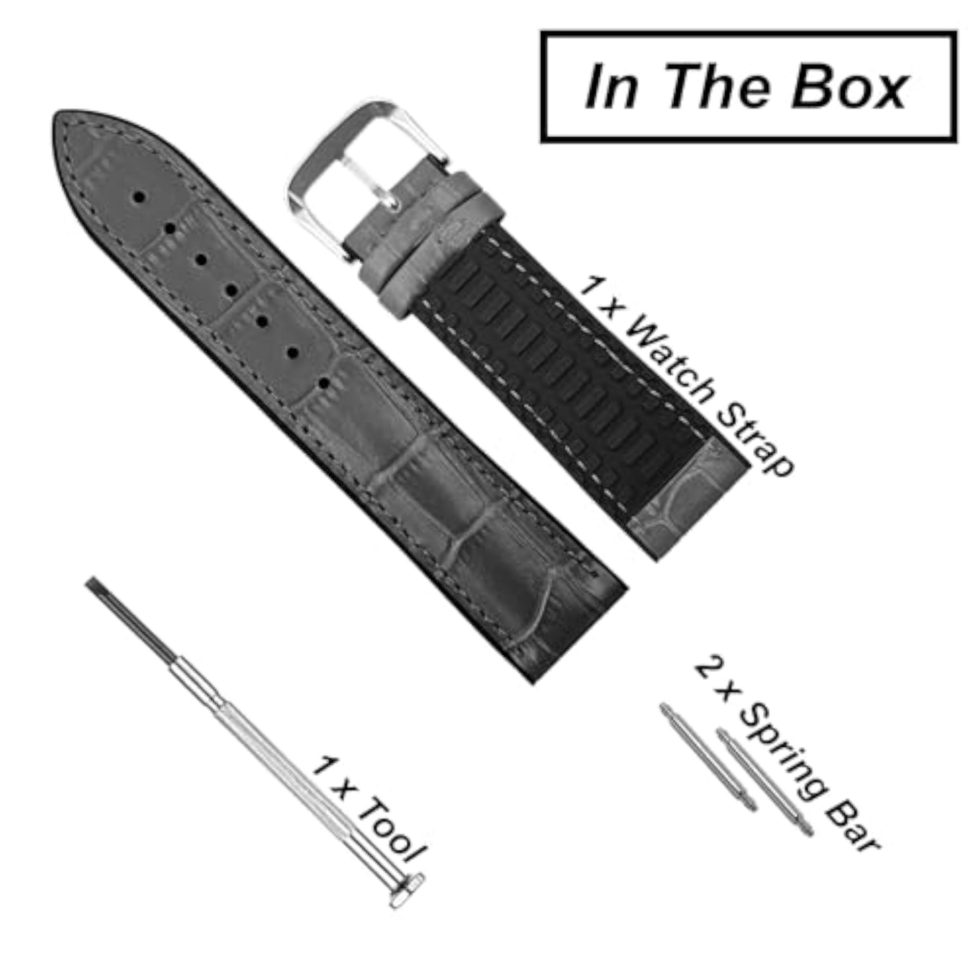 Genuine Silicone Leather Watch Band, Bamboo Pattern Design