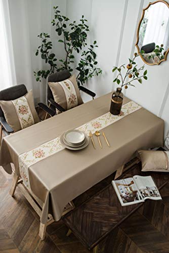 Nappe rectangulaire 150x260cm cache misère et protège table brodée - 2