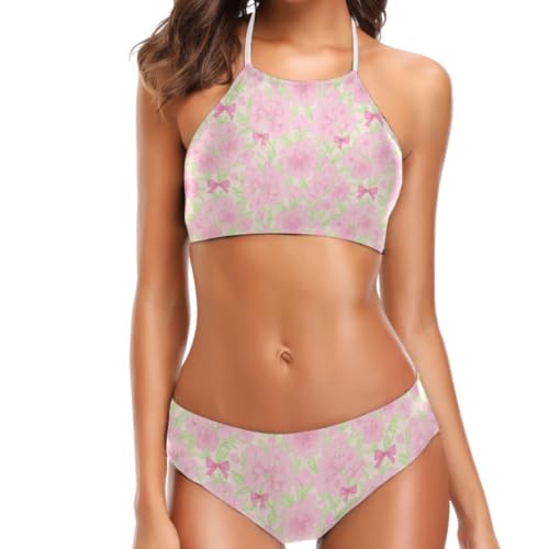 Bikini triangle rembourré slip coupe haute tissu extensible doux hortensia S-XXL