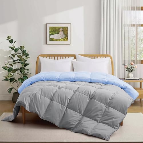 Image of 500 GSM Winter Blanket /Comforter Single Size (60 inchX90 inch) - Unique Design Heavy Winter Comforter 500 GSM Microfiber Fill -Rajai Single Size - Sky Blue /Silver Grey Color