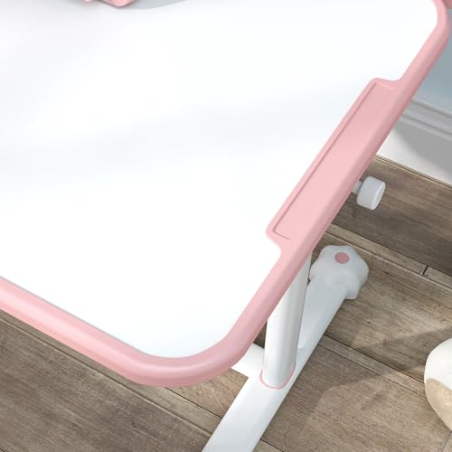 Miniatura 9 de Aiyaplay Juego De Escritorio Y Silla Para Niños De 3 Años, Pupitre Infantil Altura Ajustable Con Tablero Inclinable, Cajón Y Estantes, Respaldo Acolchado, Para Libros, 80x55x107,5 Cm, Rosa