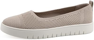 WHITE MOUNTAIN Fom Recovery Women's Naveen Cushioned Fly Knit Slip-On Flat, Taupe Fabric, 10 M