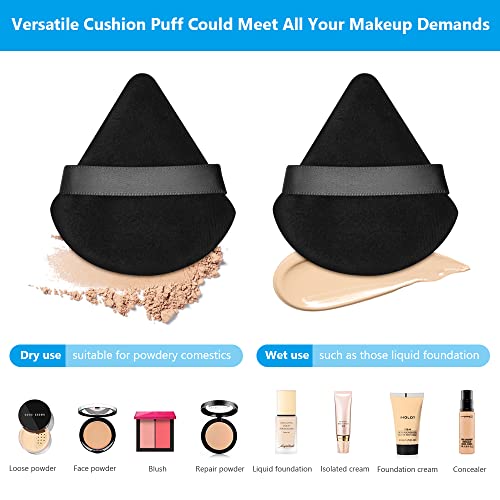 Ainiv Dreieck Makeup Puderquaste, 4 Stück Gesicht Schwämmchen Powder Puff, Waschbar Wiederverwendbar Makeup Sponge, Nass Trocken Make up Werkzeug für Loses Puder oder Foundation Rouge