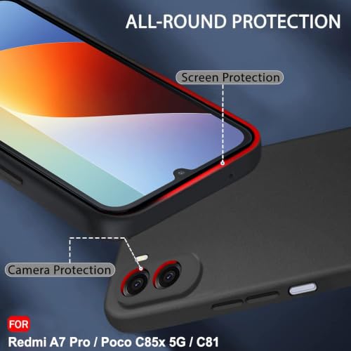 Image of TheGiftKart Sleek Back Cover Case for Mi Redmi A7 Pro 5G / Poco C85x 5G / C81 | Slim Fit Protective Design | Ultra Matte Finish | Camera Protection Bump | Soft Silicon Cover Case (Silicone, Black)