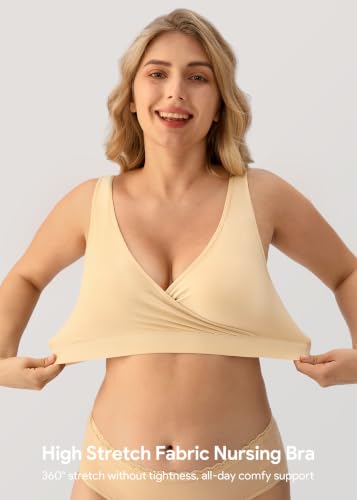 Image of HBselect Nursing Bras for Breastfeeding, Maternity Nursing Sleep Bra Wireless Pregnancy Sleep Bralette 3 /5 Pack