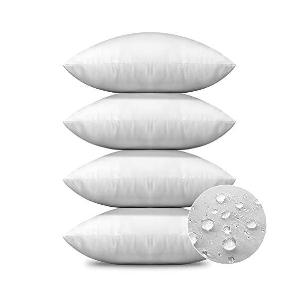 Otostar premium outdoor throw pillow inserts 18×18 inch waterproof pack of 4 square decorative sofa pillow stuffer for bed couch sham cushion white set of 4  urban country home decor