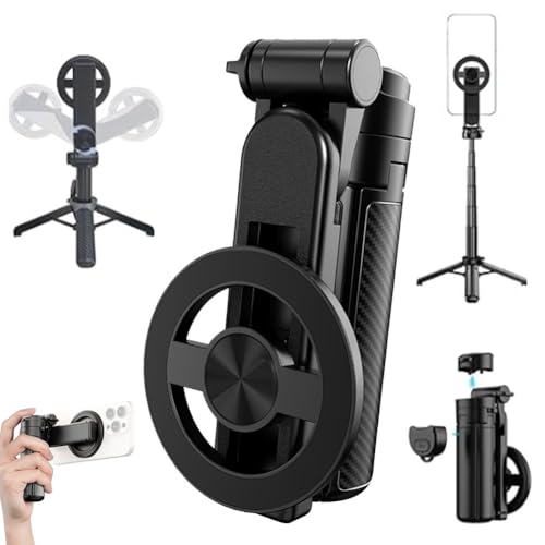 4-in-1 Multifunctional Magnetic Selfie Stick, 2025 New 360° Rotation Phone Tripod with Wireless Remote for iPhone & Android, Phone Stand for Video Recording & Vlogging - Portable Travel