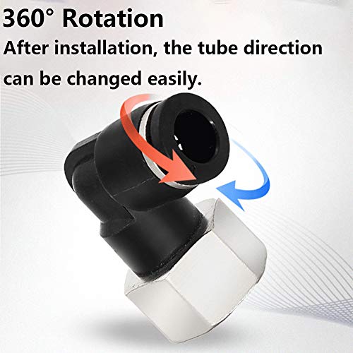Jienk 5Pcs Pneumatic Female Elbow 1/4" Tube Od X 1/8" Npt Thread Push To Connect Air Fittings, 90 Degree Npt Female Nickel Plated Brass Air Line Quick Connector For Air Compressor #TOP5