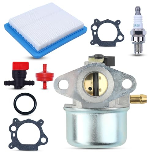 AUMEL 799868 Vergaserset Fit Craftsman für Briggs & Stratton mit Zündkerze/Luftfilter/Dichtung/Universalventil/Ölfilter 498170 497586 497314 491588