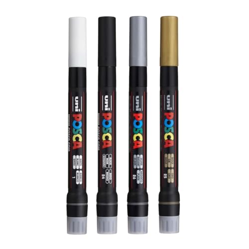 Image of Posca PCF-350 Paint Marker | 1-10 mm Soft Brush Tip (Multicolor, Pack of 4)